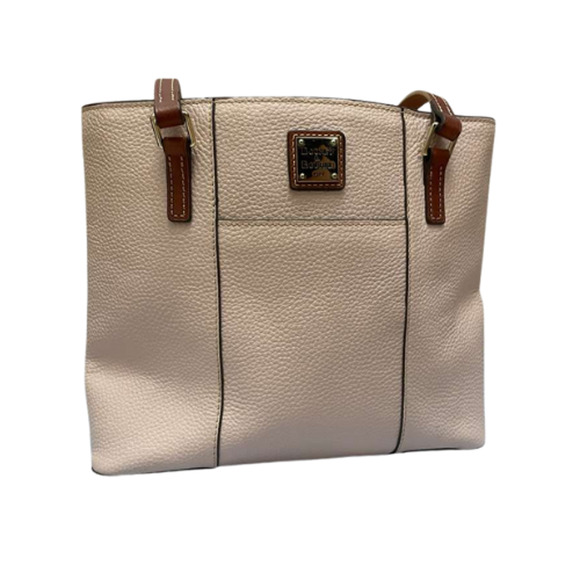 Dooney & Bourke Blush Pink Pebble Leather Tote Shoulder Bag Purse Tan Handles - Picture 10 of 12